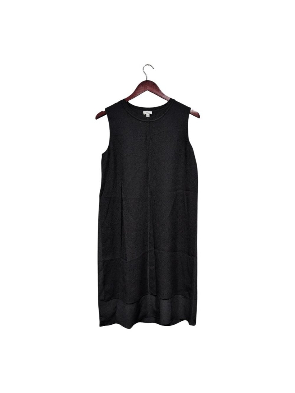 Vince Womens Black 100% Silk Sleeveless Shift Dress Layered Hem Size Small